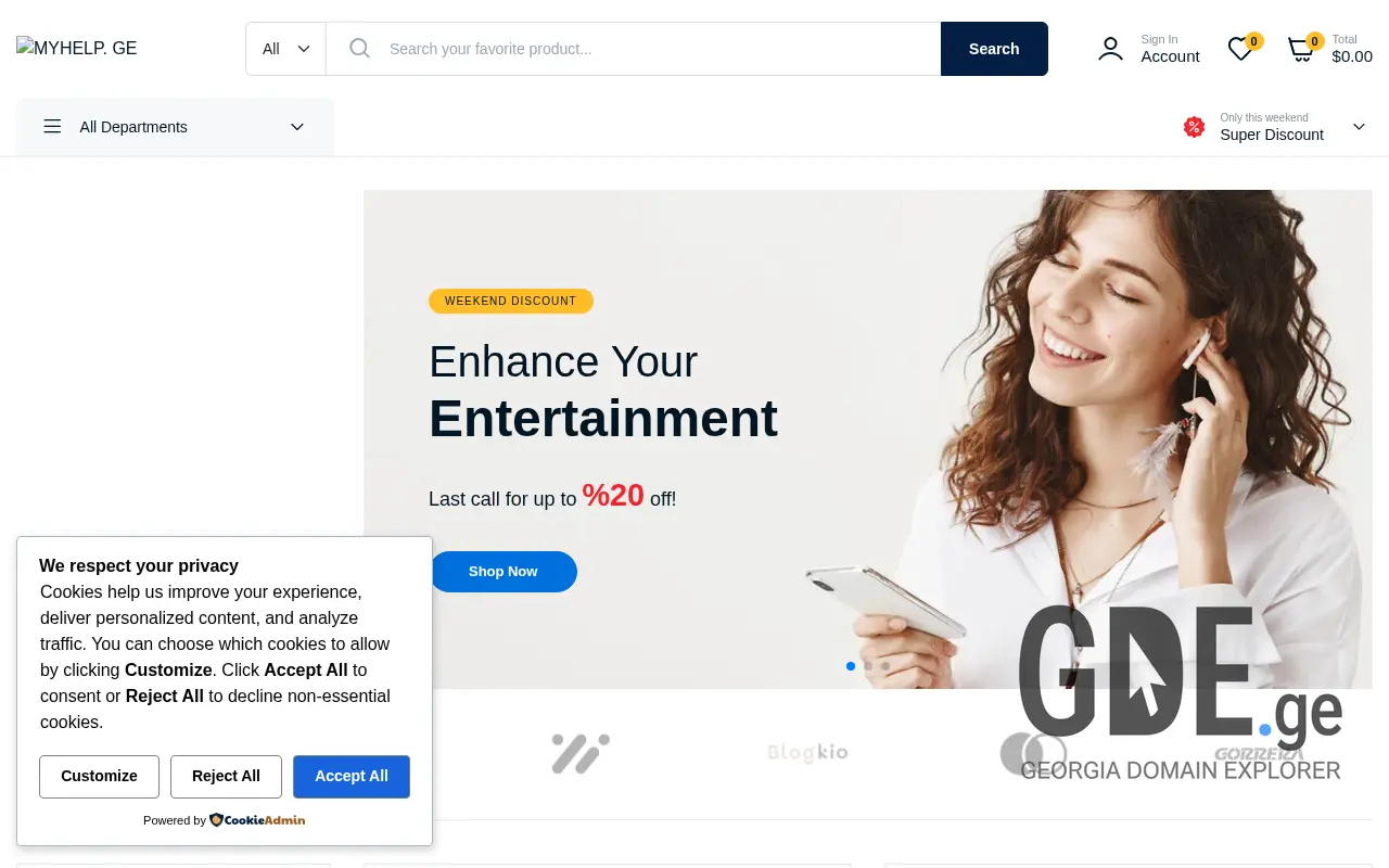 Screenshot of the site myhelp.ge at 2025-11-29