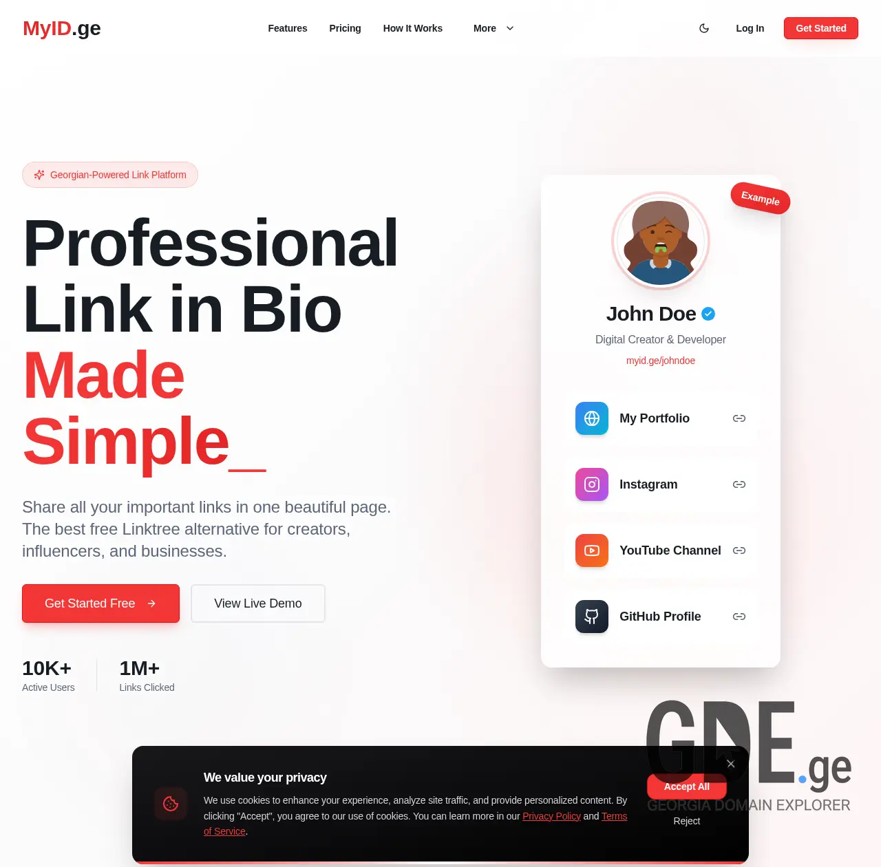 Screenshot of the site myid.ge at 2025-12-14