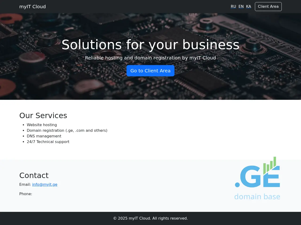 Screenshot of the site myit-cloud.ge