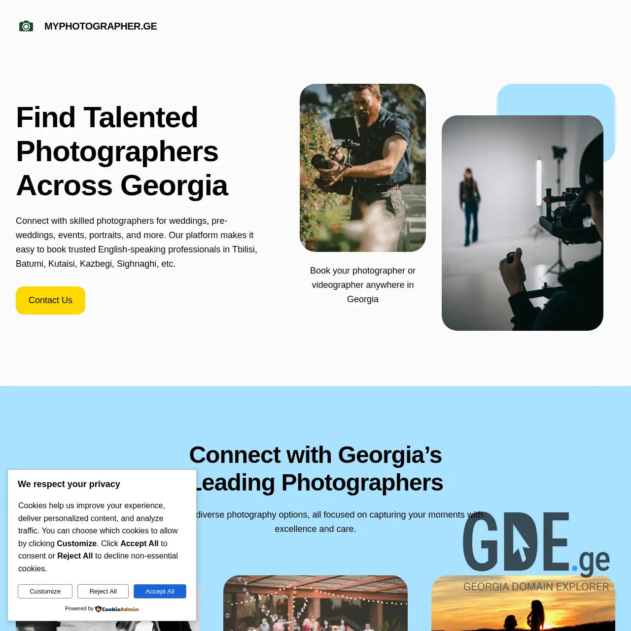 Screenshot of the site myphotographer.ge at 2025-12-19