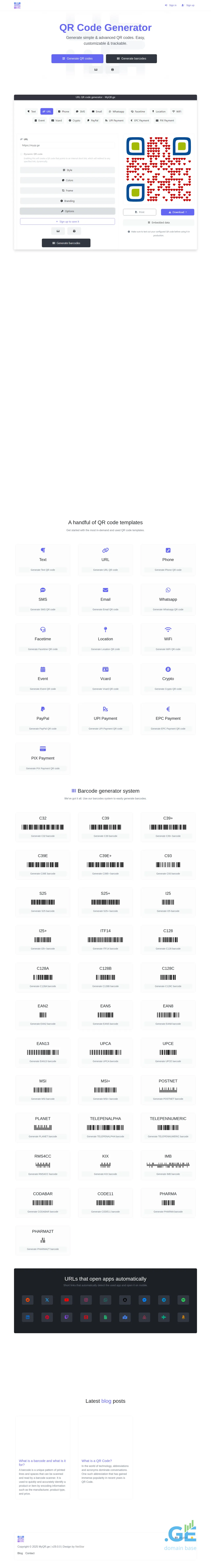 Screenshot of the site myqrcode.ge