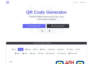 Screenshot of myqrcode.ge