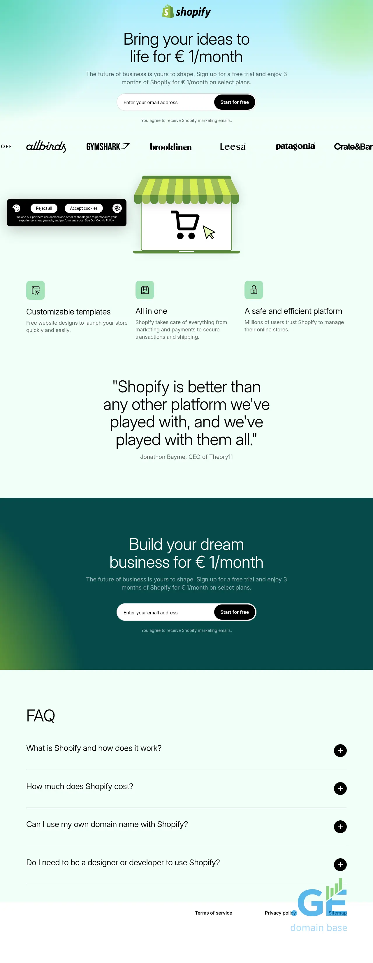 Screenshot of the site myshopify.ge