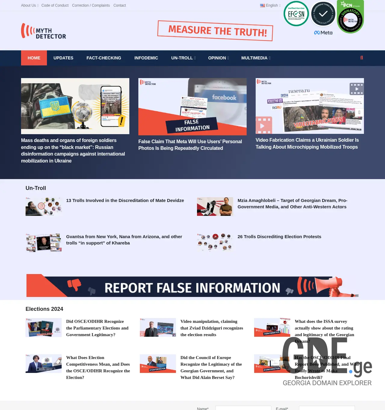 Screenshot of the site mythdetector.ge at 2025-11-29
