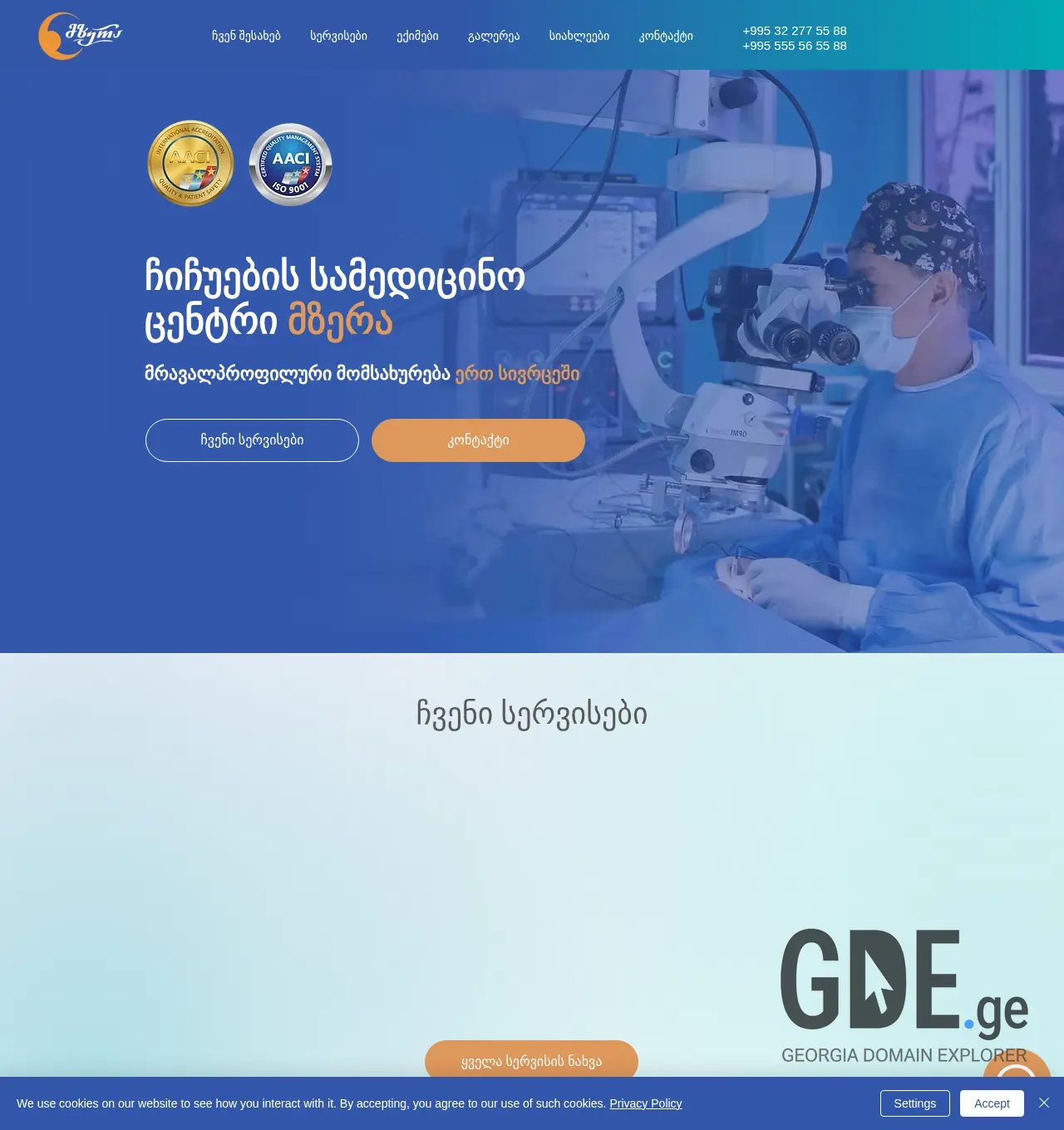 Screenshot of the site mzeraclinic.ge at 2025-12-01