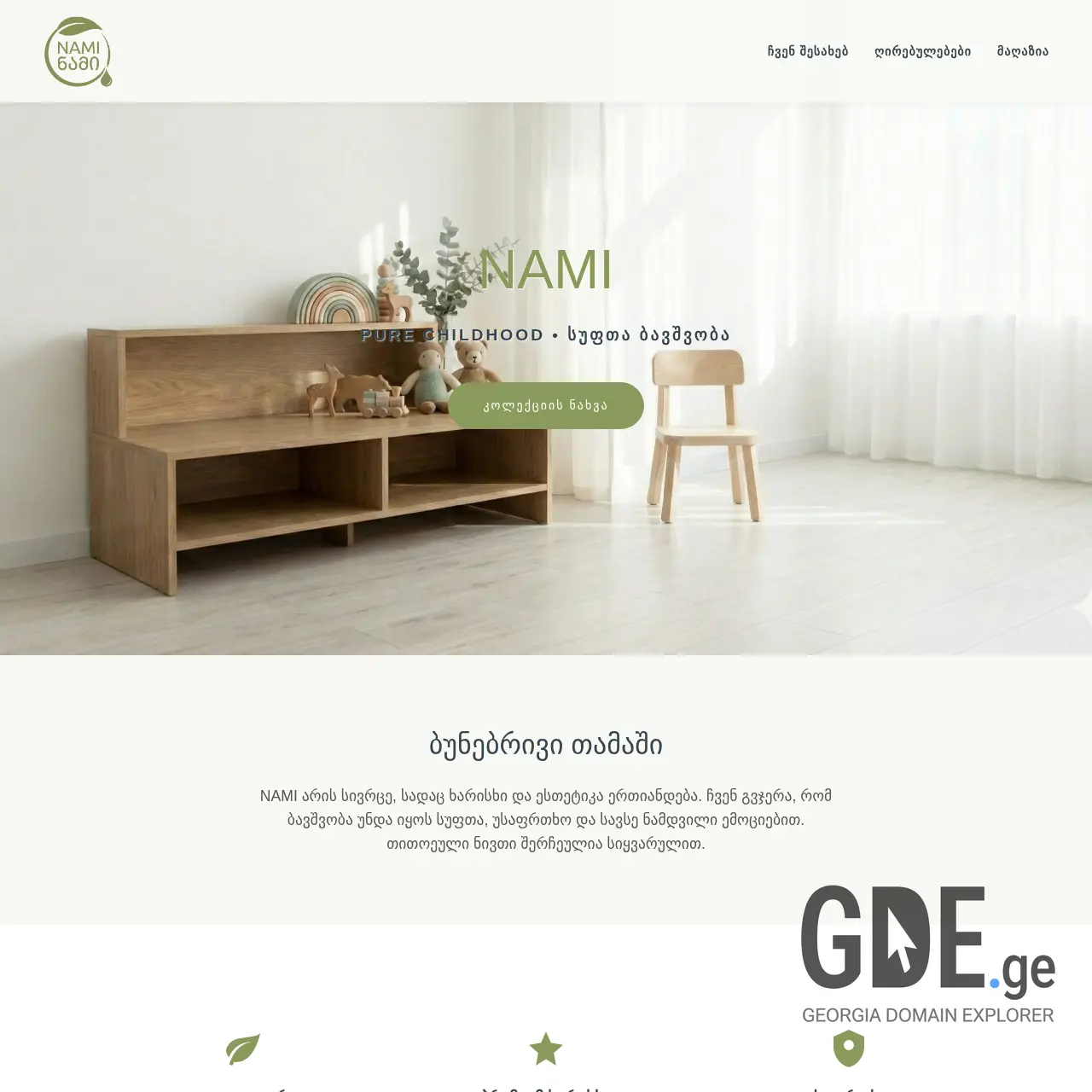 Screenshot of the site namistore.ge at 2026-01-16