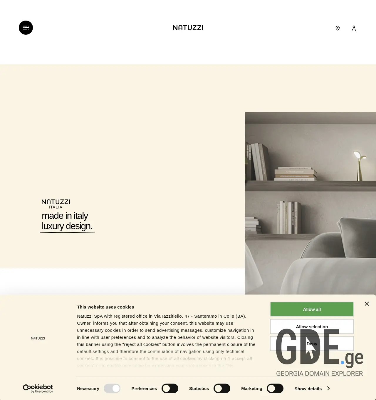 Screenshot of the site natuzzieditions.ge at 2025-11-29