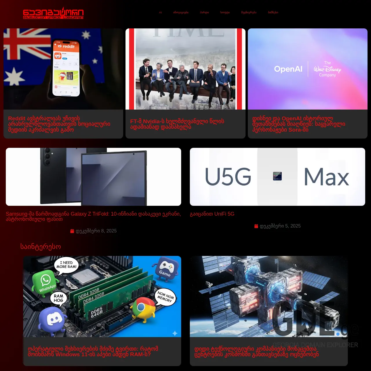 Screenshot of the site navigator.ge at 2025-12-18