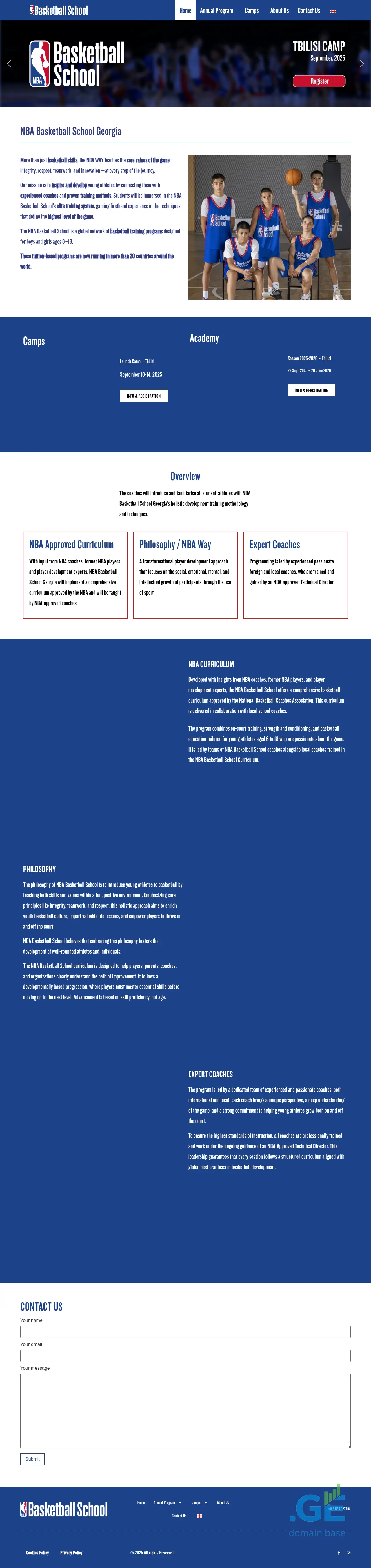 Screenshot of the site nbabasketballschool.ge