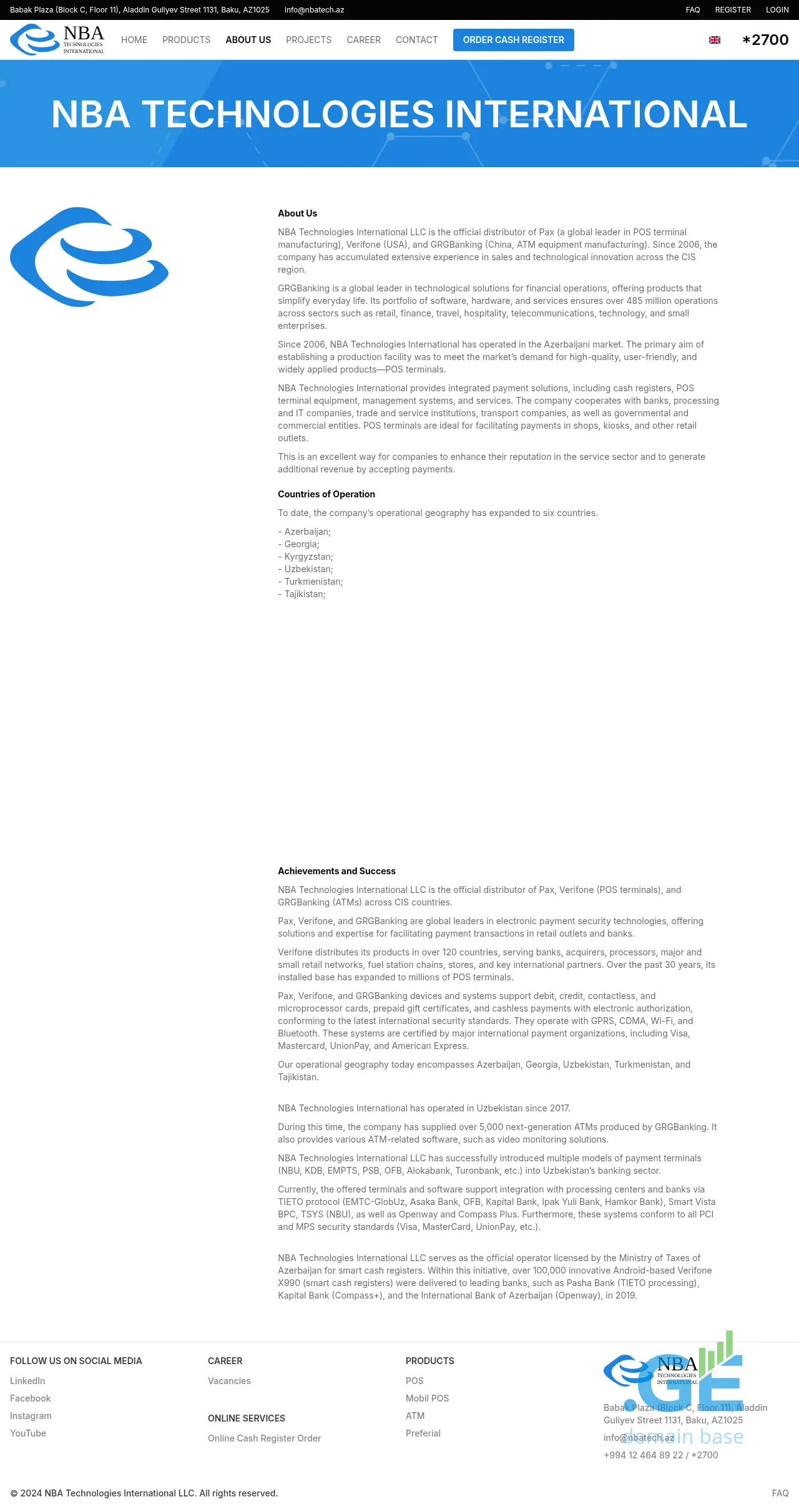 Screenshot of the site nbatech.ge