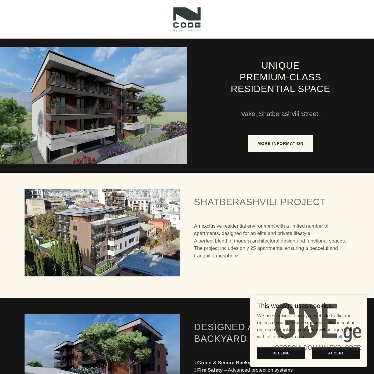 Screenshot of the site ncode-development.ge at 2025-12-12