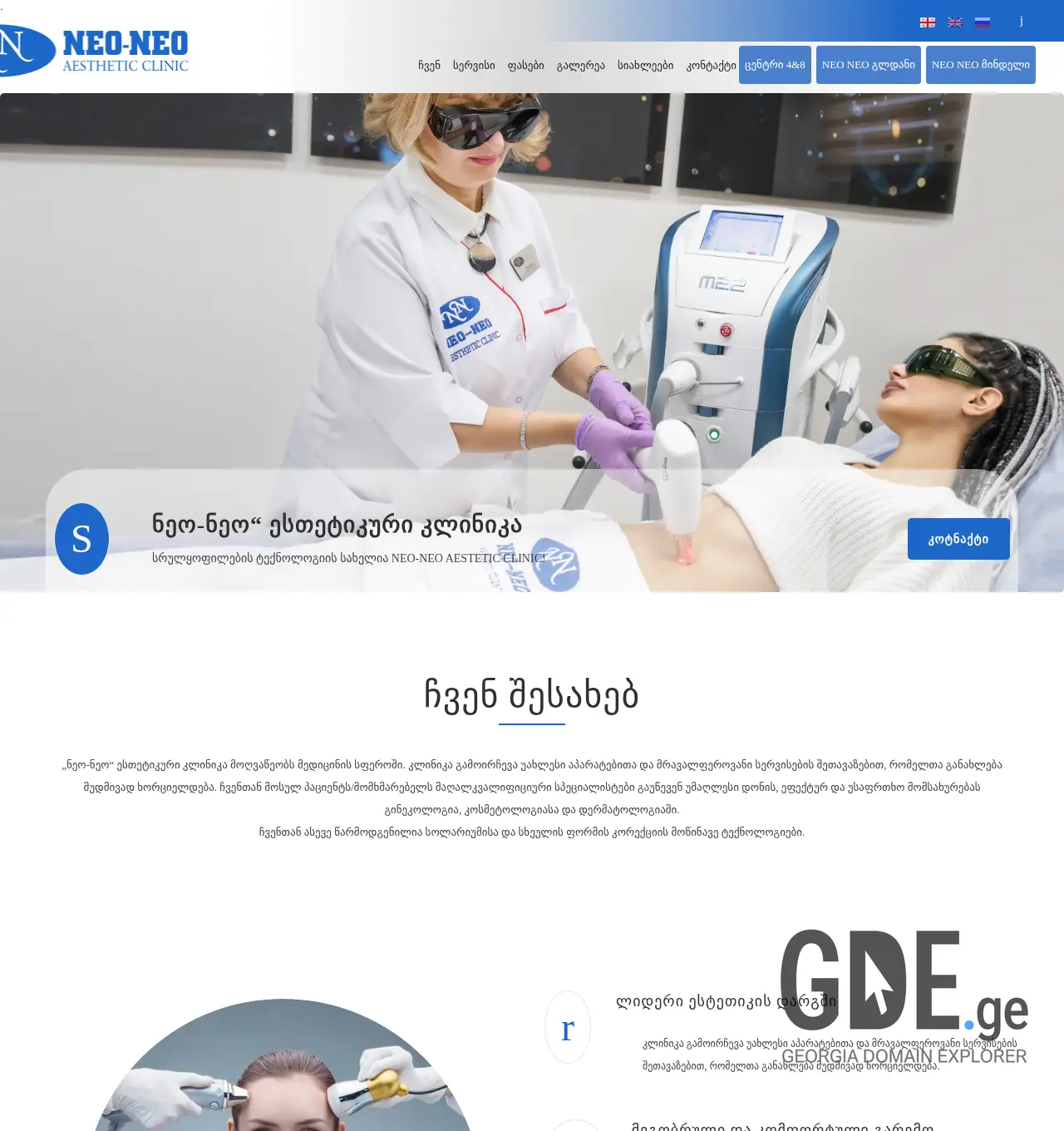 Screenshot of the site neoneoaesthetic.ge at 2025-12-01