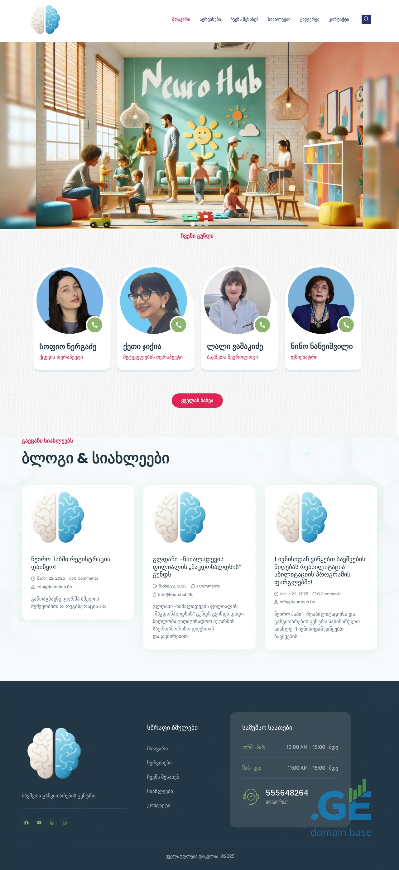 Screenshot of the site neurohub.ge