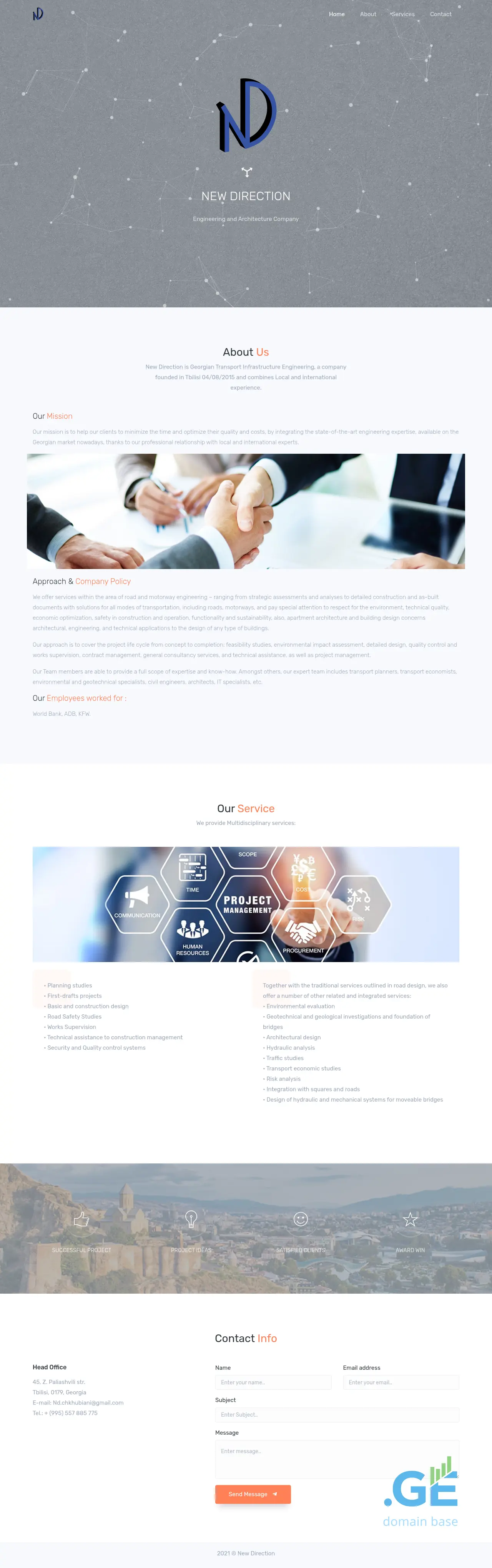 Screenshot of the site newdirection.ge