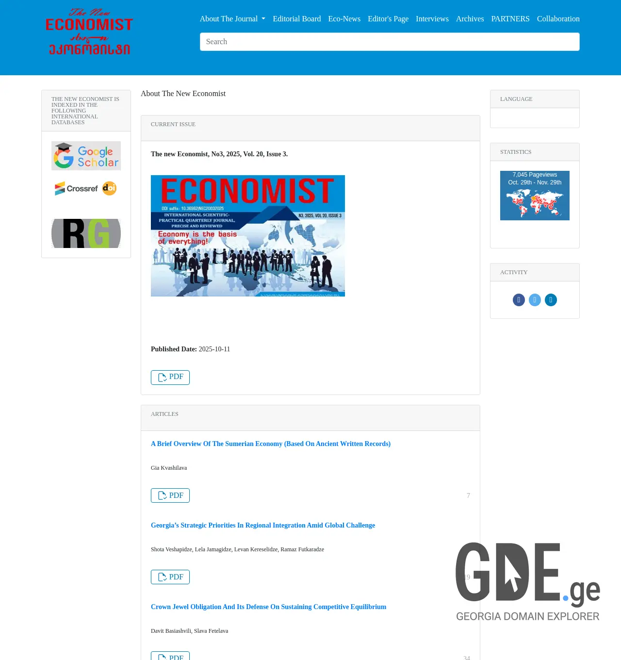 Screenshot of the site neweconomist.com.ge at 2025-11-29