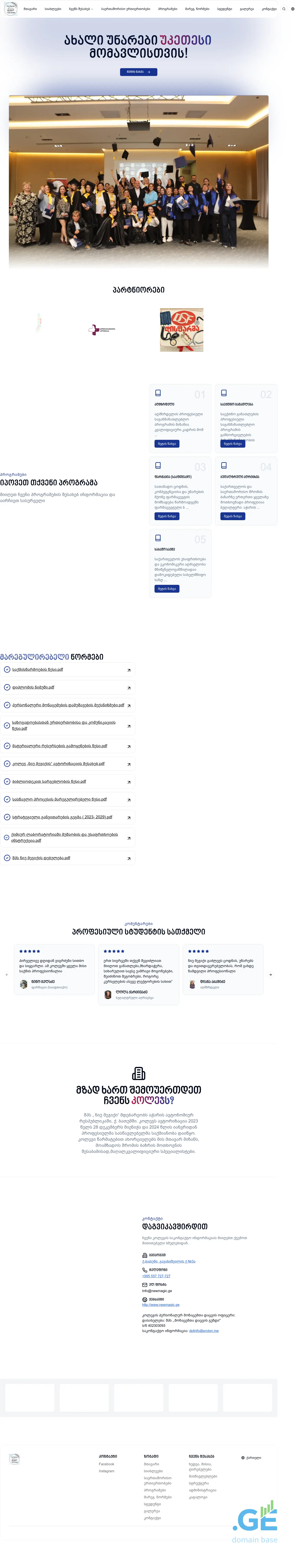Screenshot of the site newmagic.ge