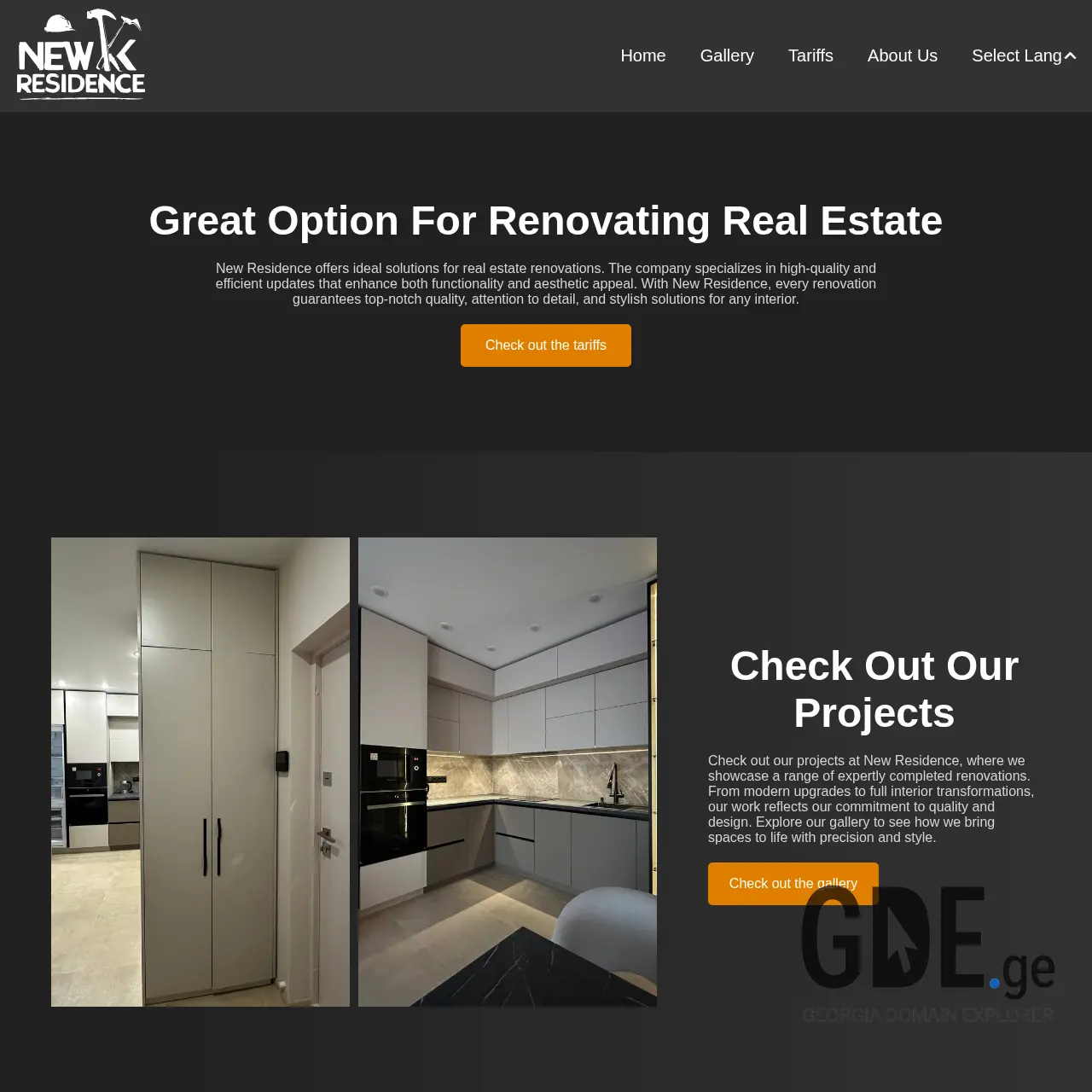 Screenshot of the site newresidence.ge at 2026-01-14