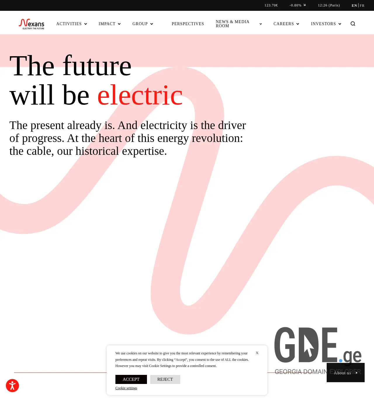 Screenshot of the site nexans.ge at 2025-12-01