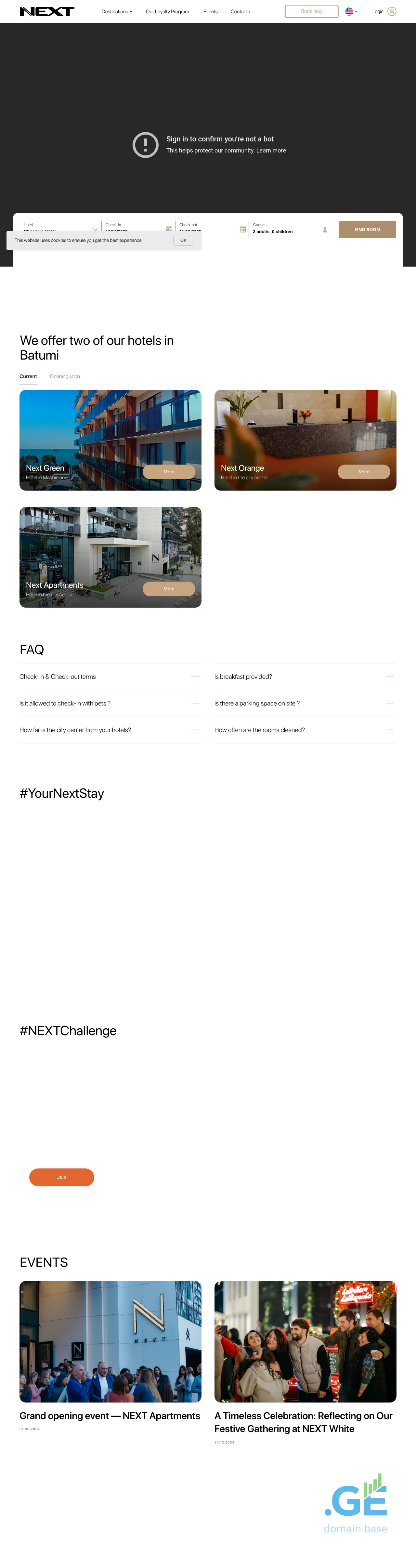 Screenshot of the site nexthotels.ge at 2025-10-10