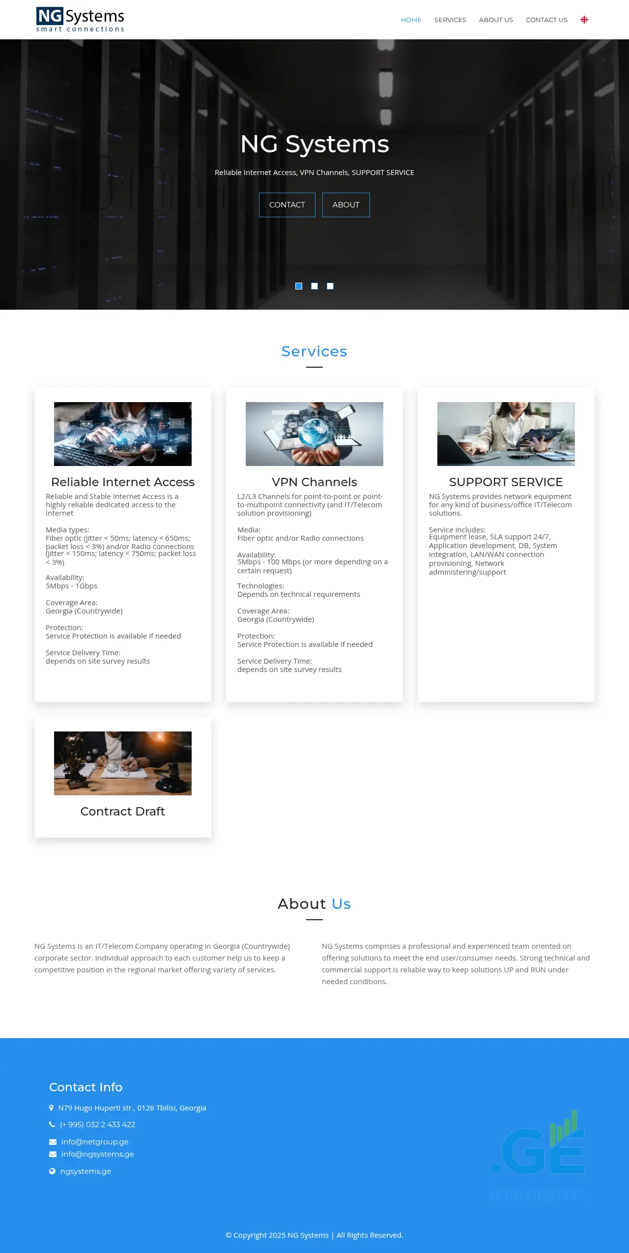 Screenshot of the site ngsystems.ge at 2025-10-10