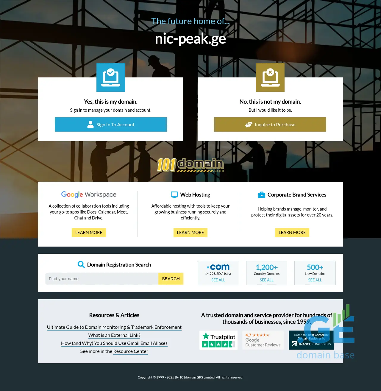 Screenshot of the site nic-peak.ge