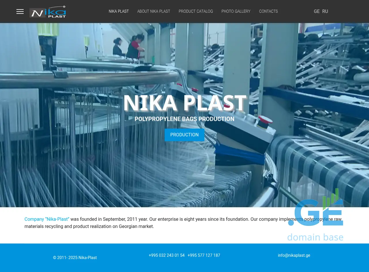 Screenshot of the site nikaplast.ge
