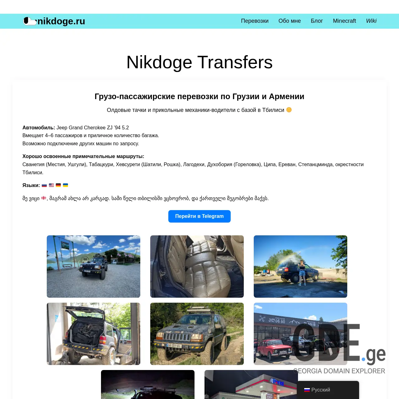 Screenshot of the site nikdo.ge at 2025-12-11
