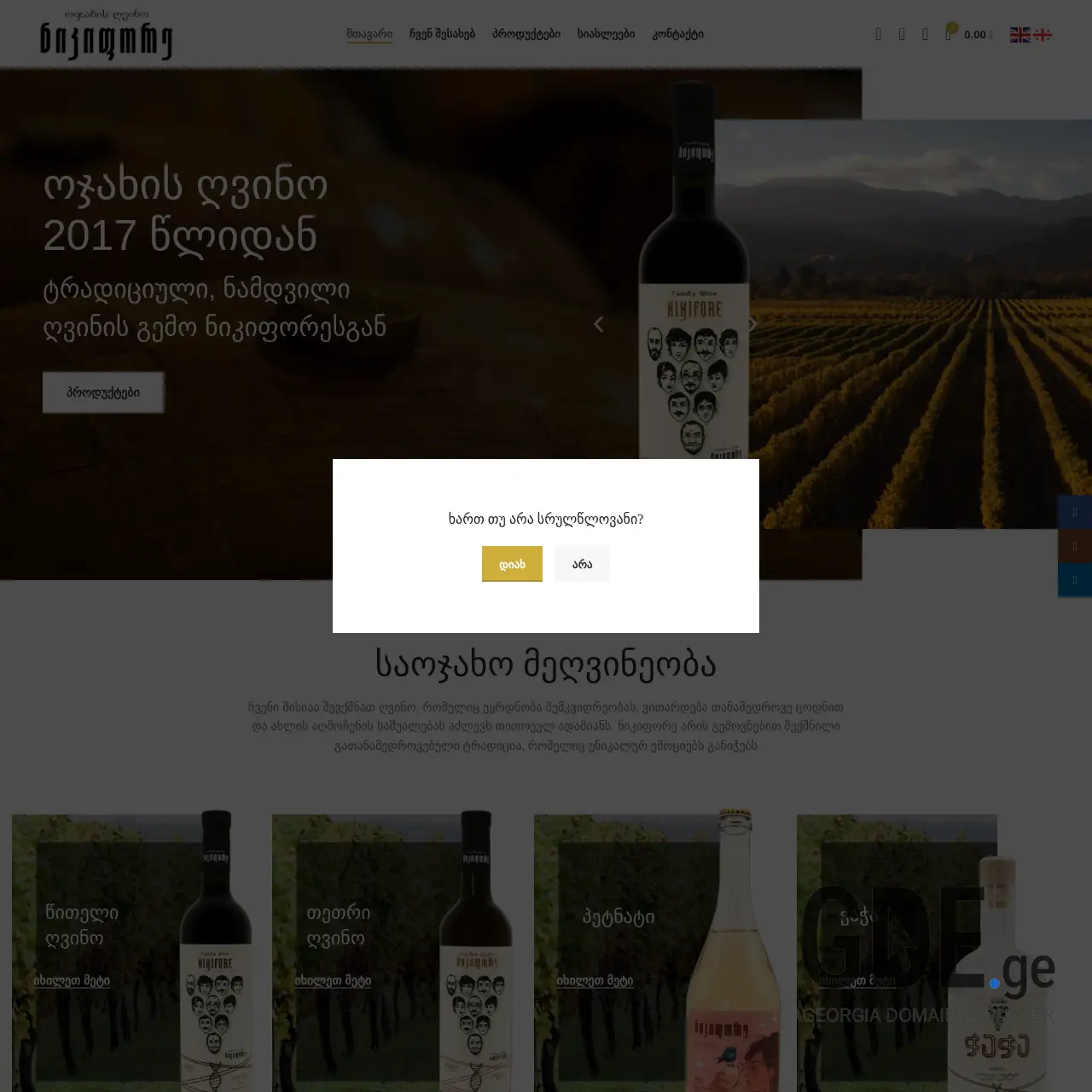 Screenshot of the site nikifore.ge at 2025-12-16