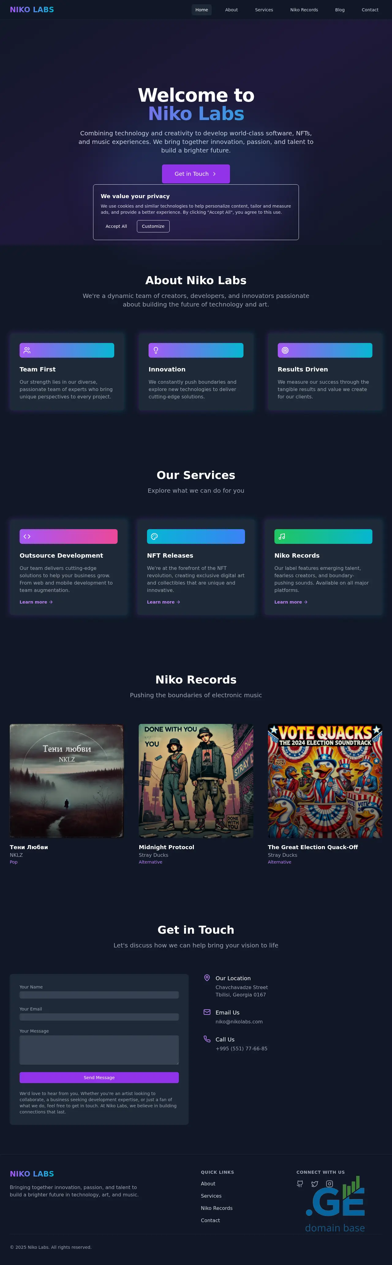 Screenshot of the site nikolabs.ge