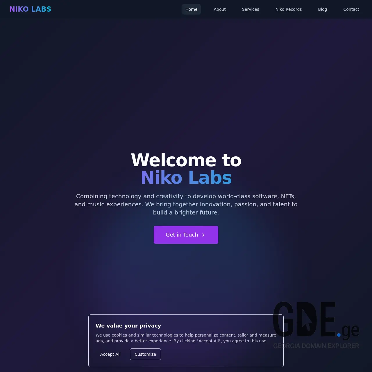 Screenshot of the site nikolabs.ge at 2025-12-11