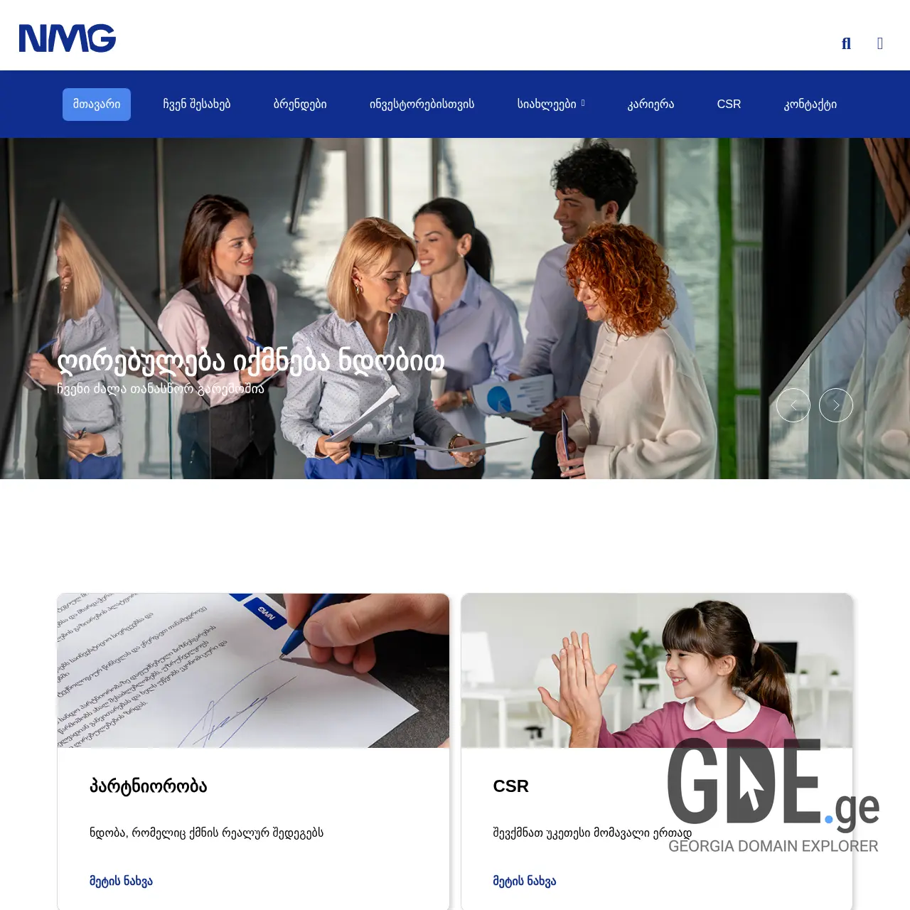 Screenshot of the site nikoragroupe.ge at 2025-12-12