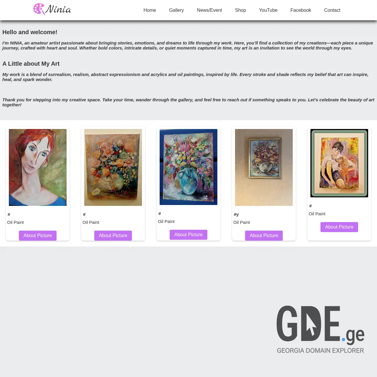 Screenshot of the site ninia.ge at 2025-12-11