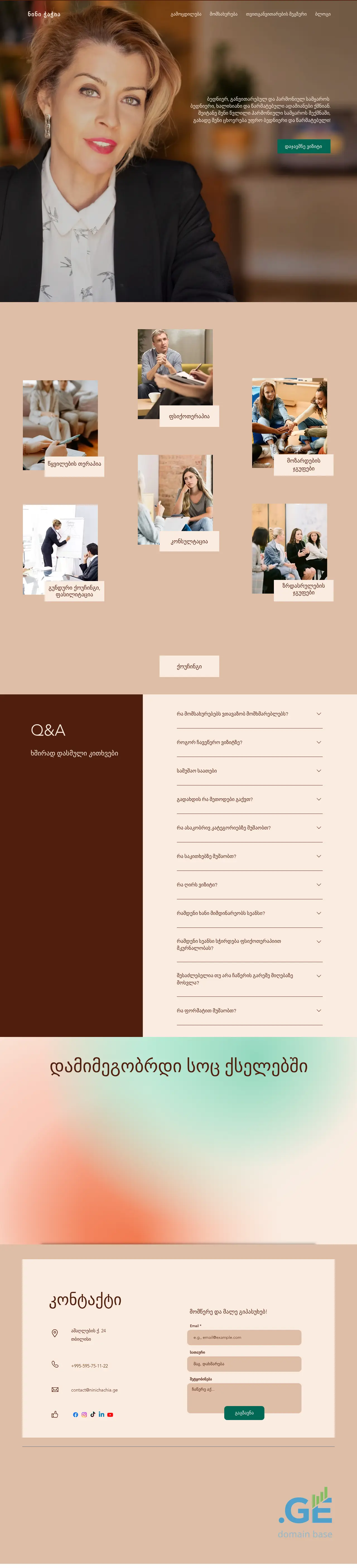 Screenshot of the site ninichachia.ge