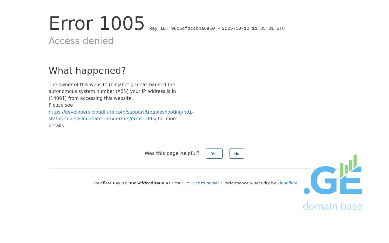 Screenshot of the site ninjabet.ge