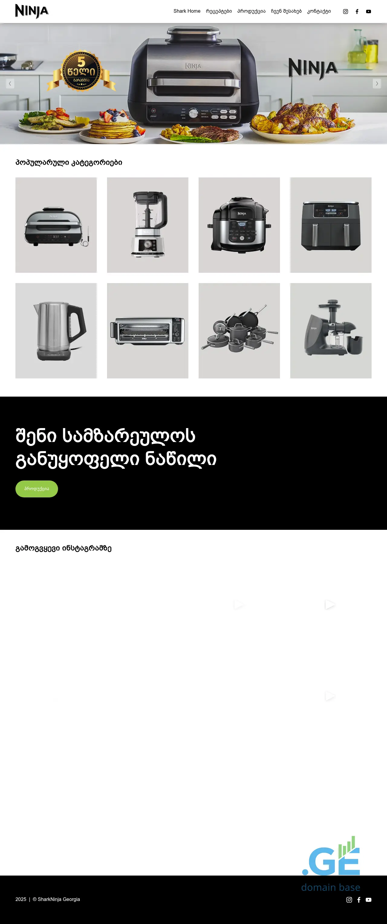 Screenshot of the site ninjakitchen.ge