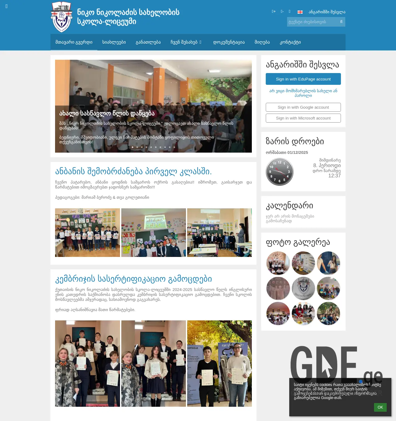 Screenshot of the site nns.ge at 2025-12-01