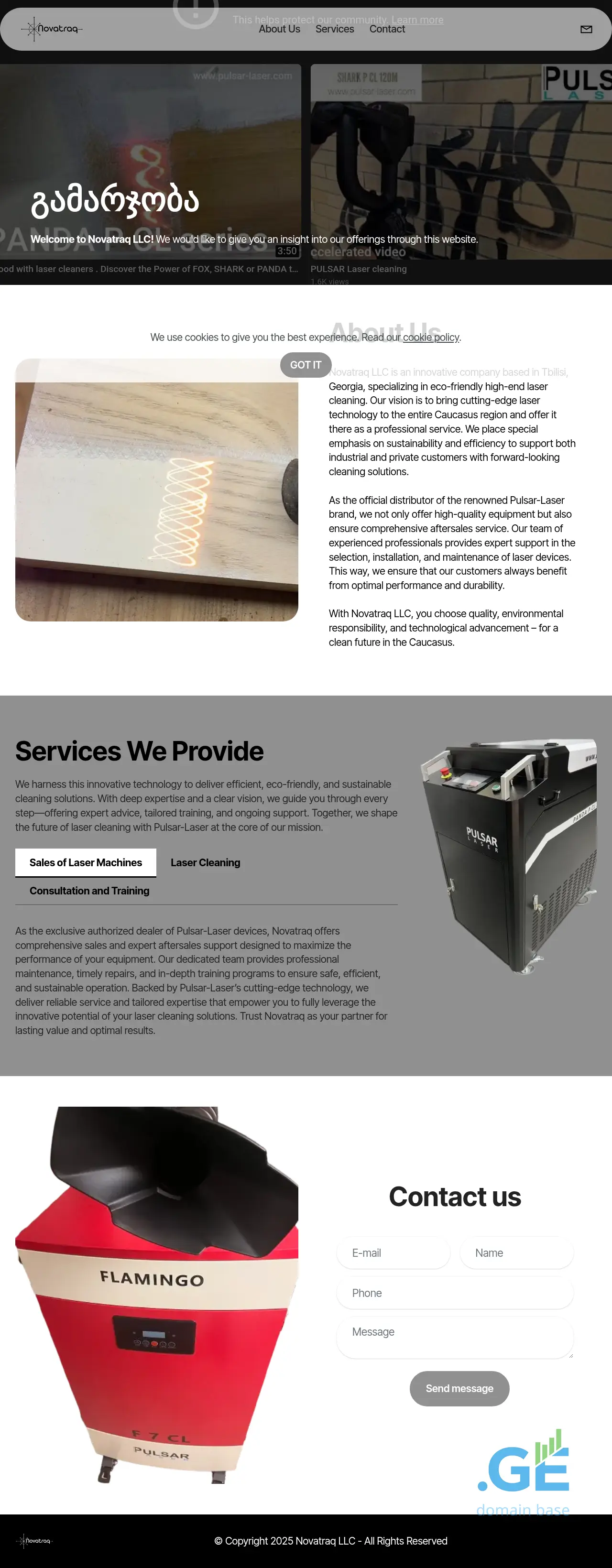 Screenshot of the site novatraq.ge