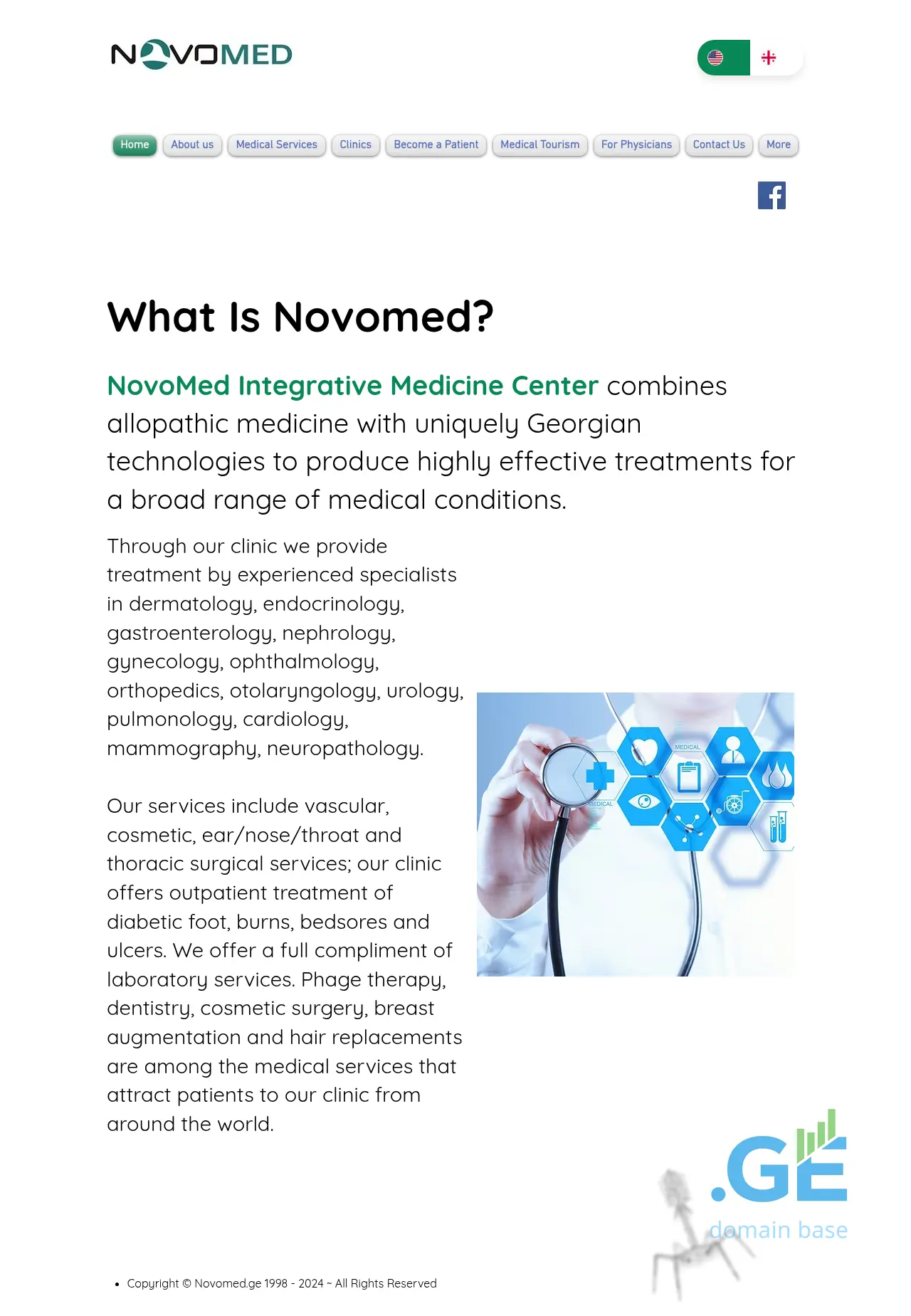 Screenshot of the site novomed.ge