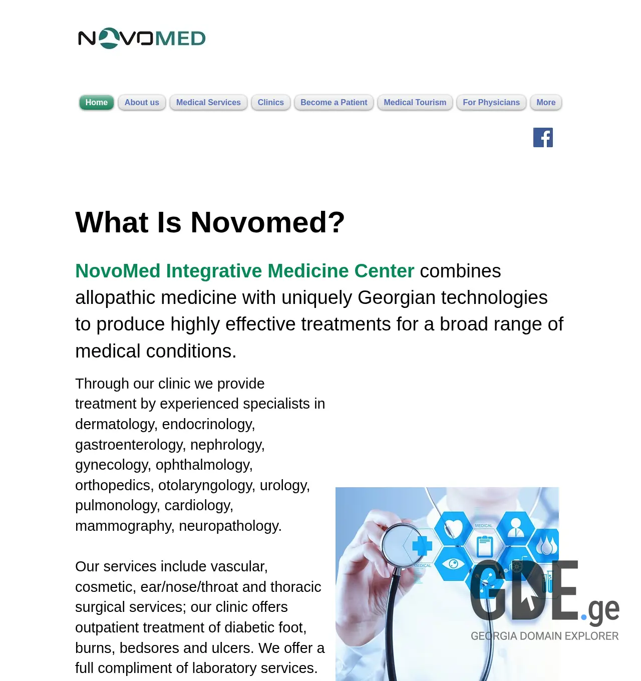 Screenshot of the site novomed.ge at 2025-11-30