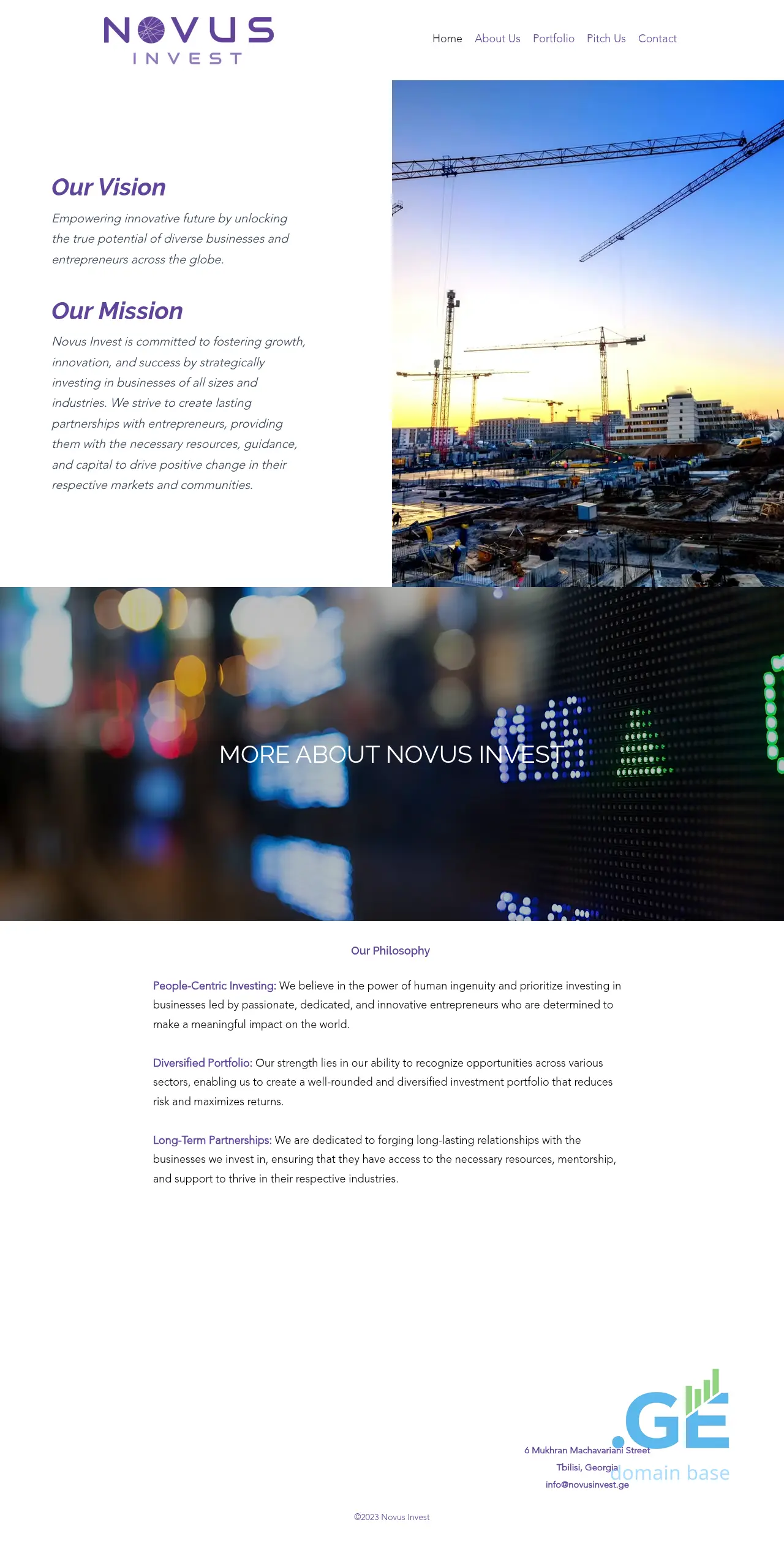 Screenshot of the site novusinvest.ge