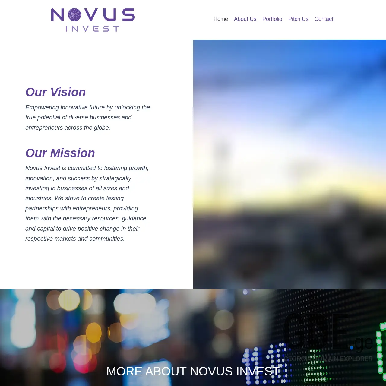 Screenshot of the site novusinvest.ge at 2025-12-12