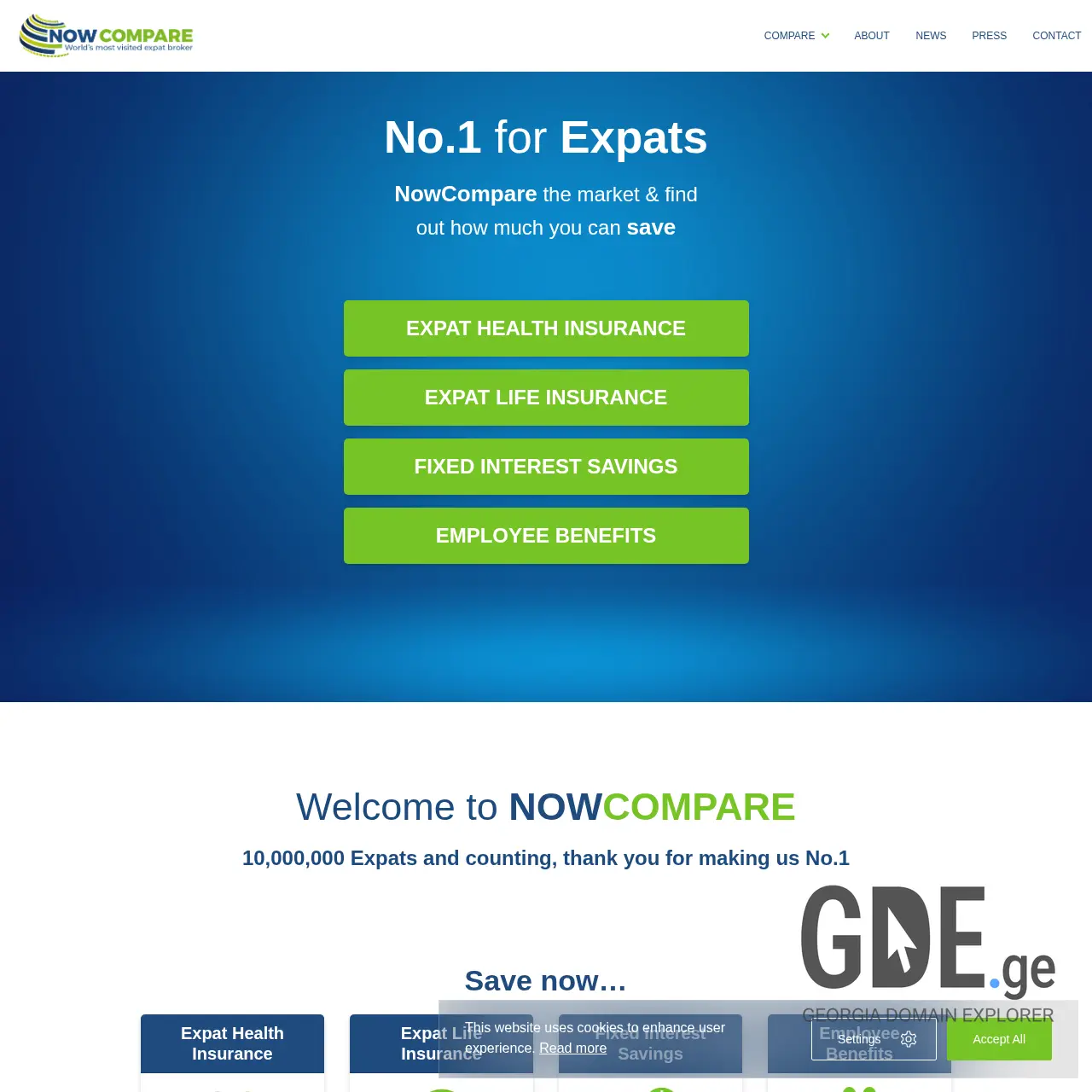 Screenshot of the site nowcompare.ge at 2025-12-12