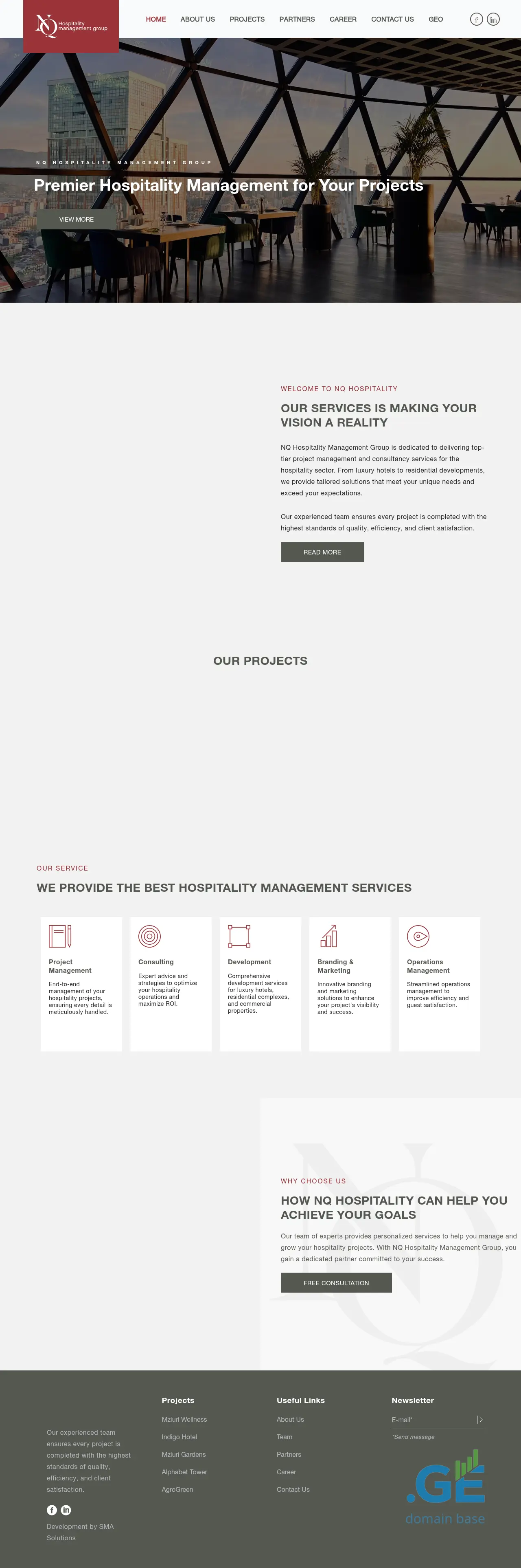 Screenshot of the site nqhospitality.ge
