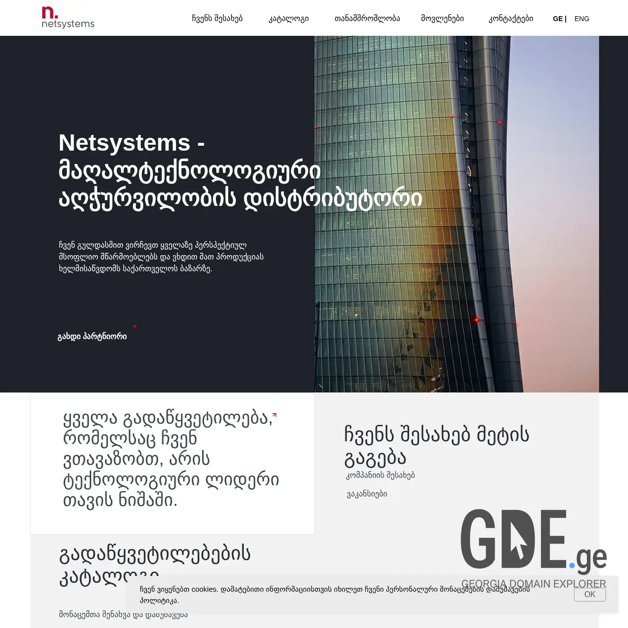 Screenshot of the site nsystems.ge at 2025-12-12