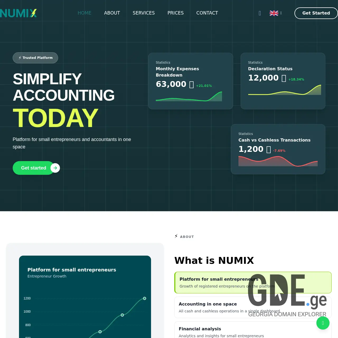 Screenshot of the site numix.ge at 2025-12-12