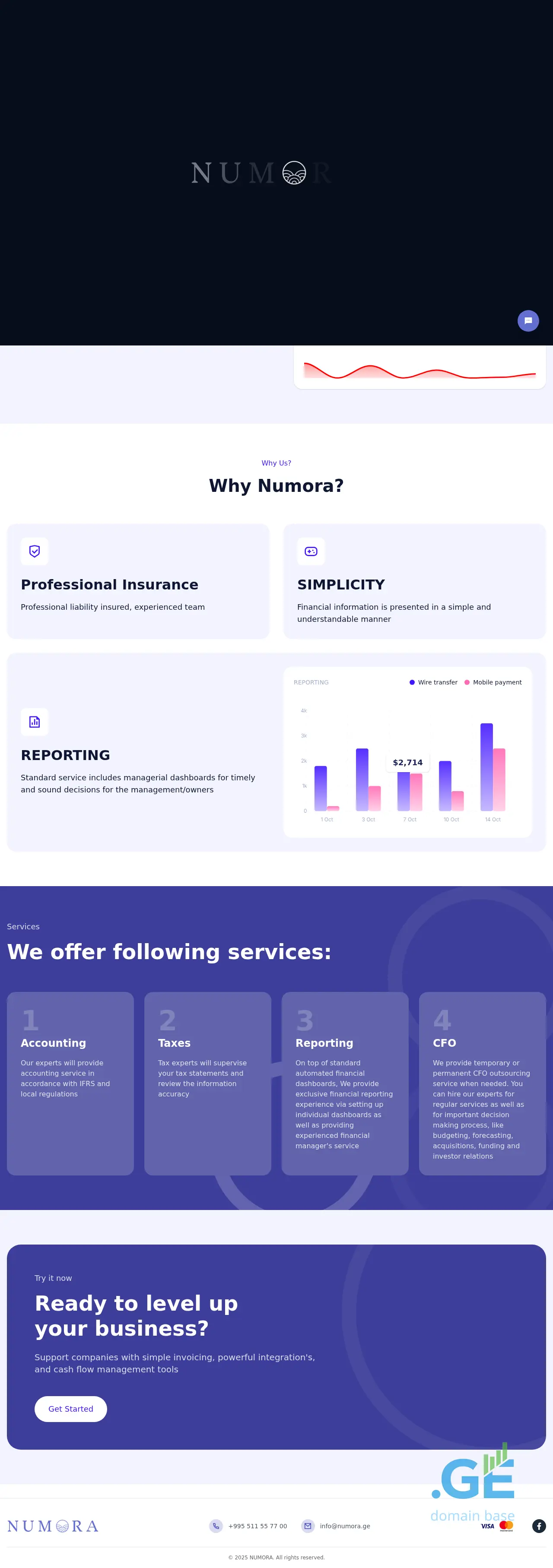 Screenshot of the site numora.ge at 2025-10-10