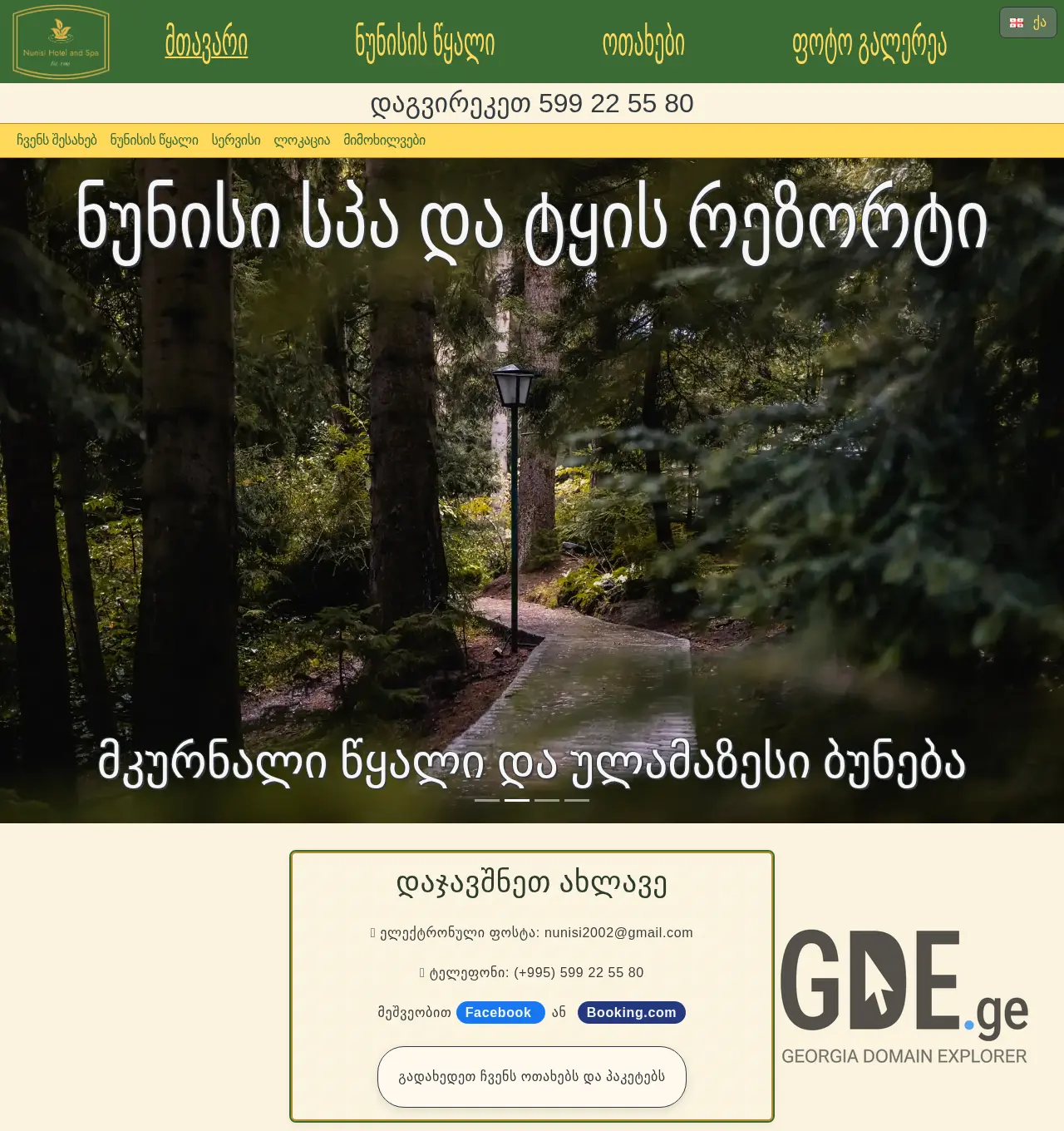 Screenshot of the site nunisi.ge at 2025-12-01