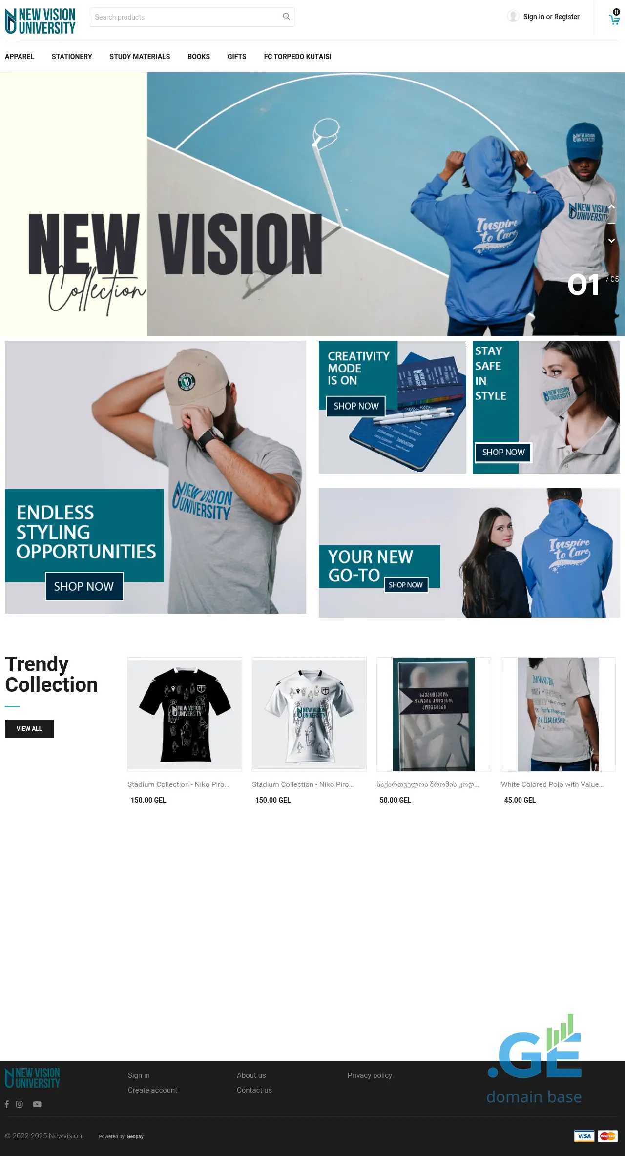 Screenshot of the site nvubrandshop.ge