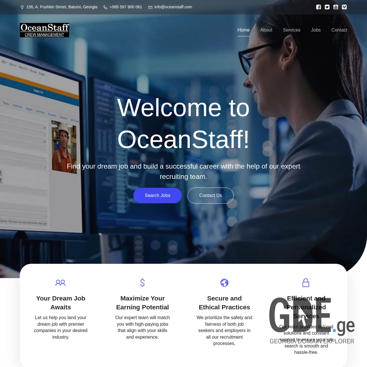 Screenshot of the site oceanstaff.ge at 2026-01-26