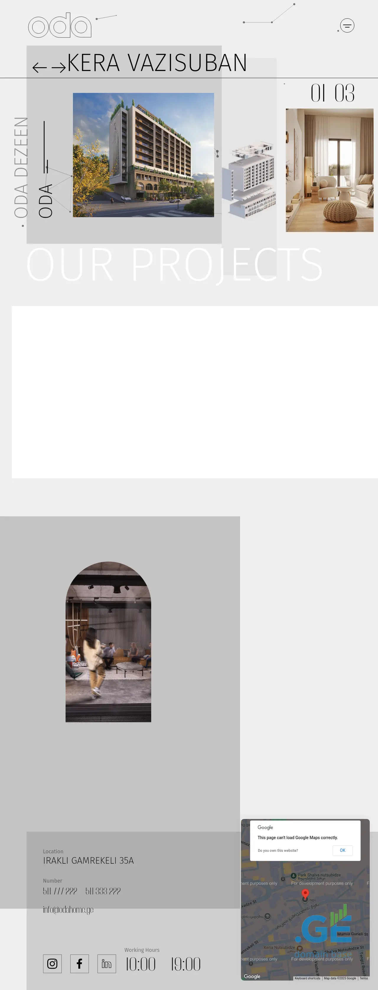 Screenshot of the site odahome.ge at 2025-09-16